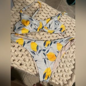 kitty and vibe lemon print bikini